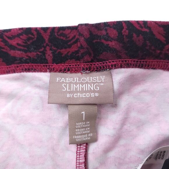Chicos Fabulously Slimming Leggings Womens Medium Size 1 Floral Tummy Pants - Picture 3 of 9